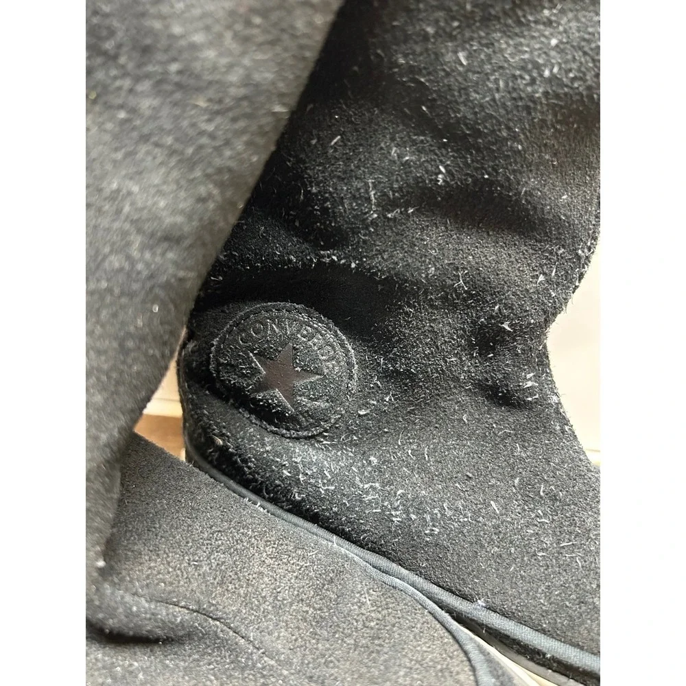 Converse All Star Kids Black Suede Fur‎ Lined Winter Boots Size 13